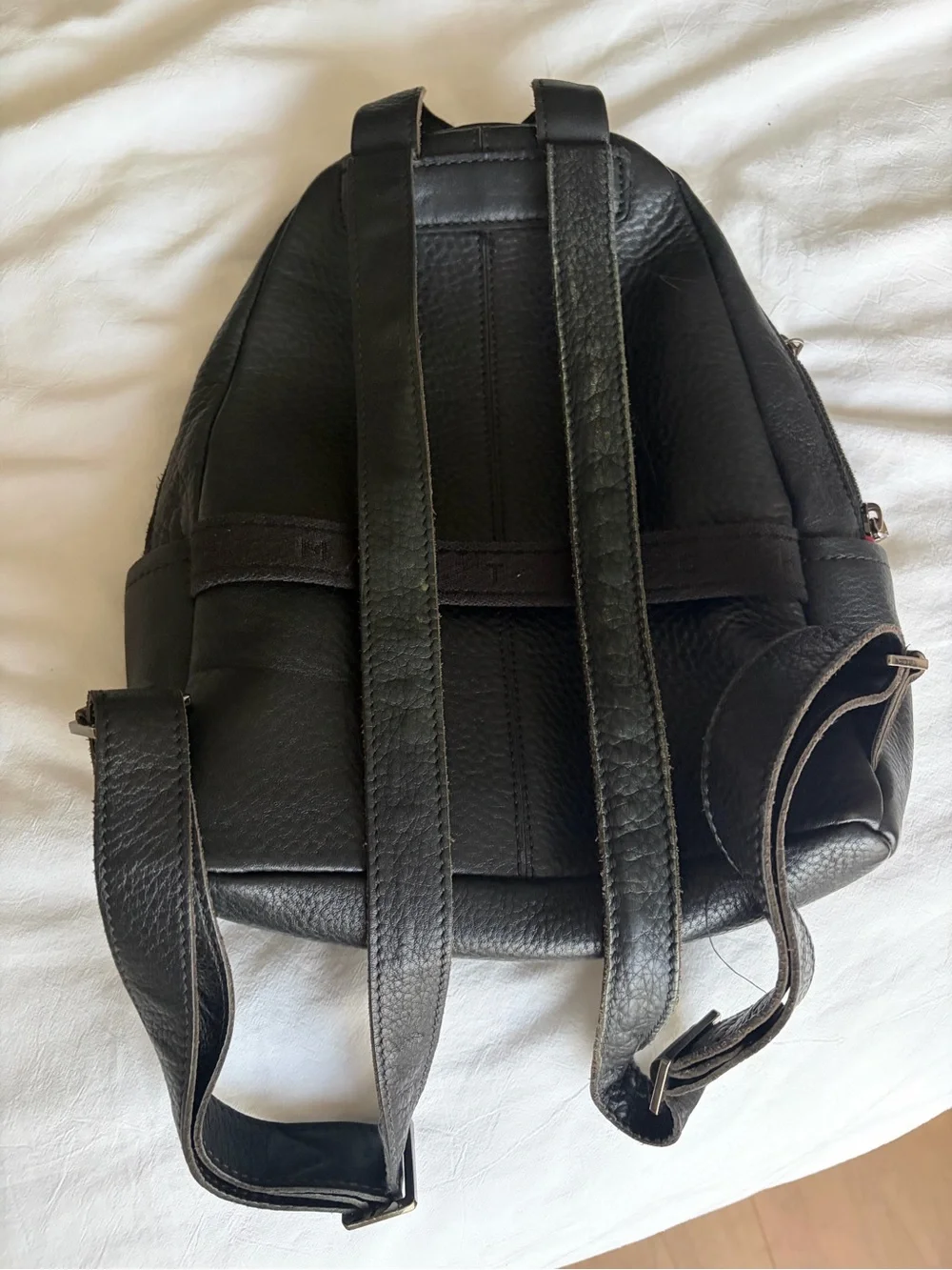 Hammitt Black Leather Medium Backpack with Gunmetal Accents